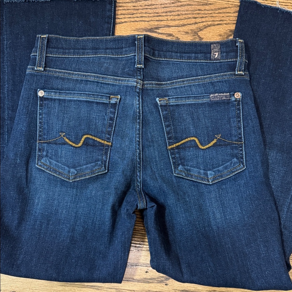 7 For All Mankind - Charlize- Dark Blue Flare Cropped Jeans